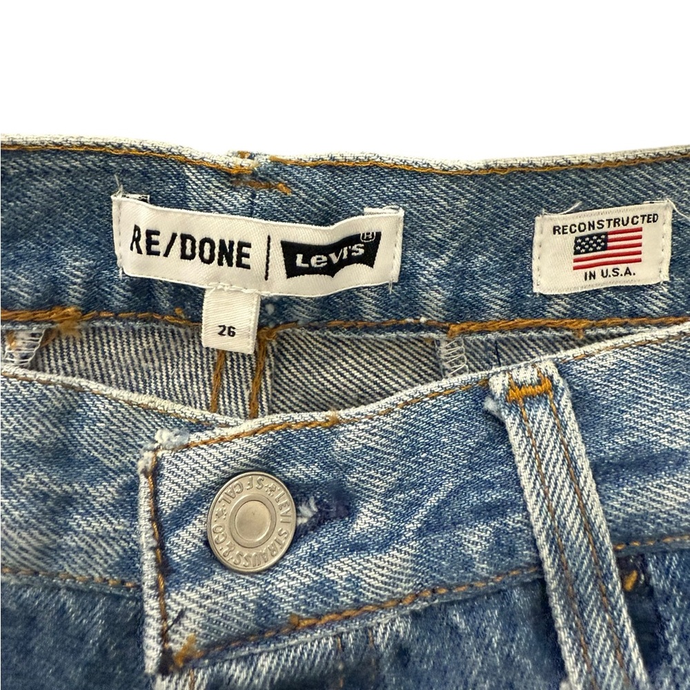 NWT Re/Done X Levi’s Amina Muaddi Patchwork Jean Indigo Size 26 - Picture 14 of 16
